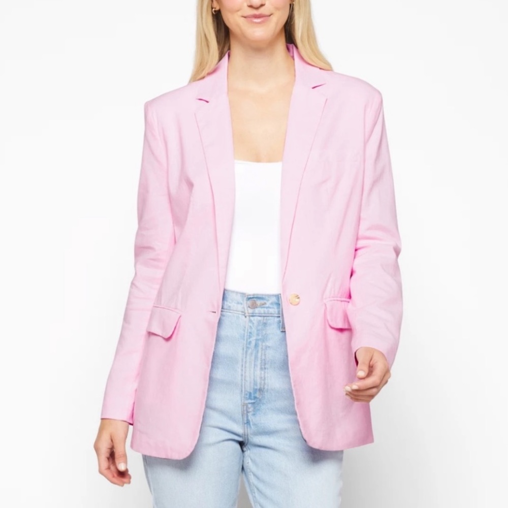 BB Dakota Linen on the Edge Blazer in Pink